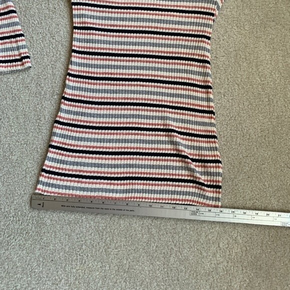Splendid NWTs Ivory Pink Black Striped Off the Shoulder Sweater Tunic Top Size M - Picture 9 of 9